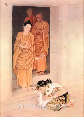 Pranay Ranjan Roy (Artist), Buddha and Sajata, 1954, Painting