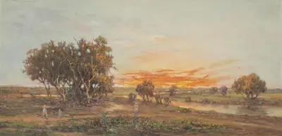 Ustad Allah Bukhsh (Artist), Untitled (Landscape), 1955, Painting