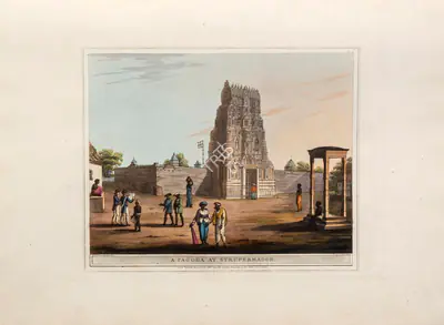 H. Merke (Printmaker), A Pagoda at Strupermador, 1804, Aquatint