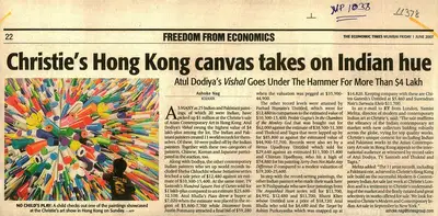 Ashoke Nag (Reporter), Christe's Hong Kong Canvas Takes On Indian Hue, 2007, Newspaper clipping