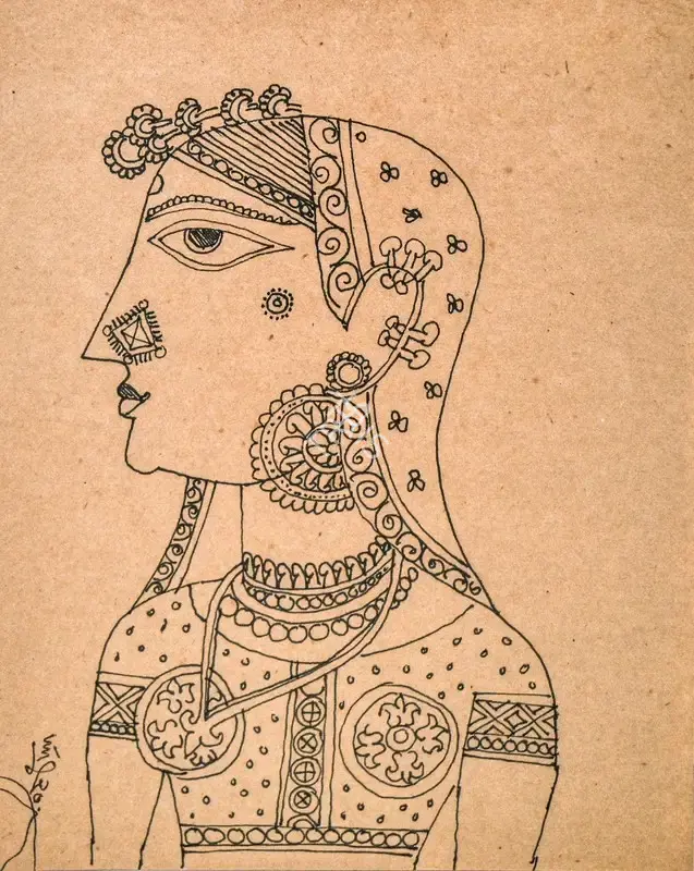 K. Laxma Goud (Artist), Untitled (Bride), 1970, Painting