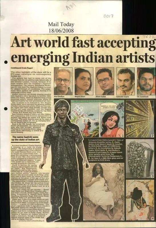 Archana Khare (Reporter), Art World Fast Accepting Emerging Indian Artists, 2008, Newspaper Clipping