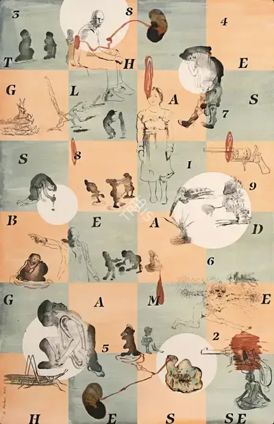 Nalini Malani (Artist), Chart Series I - The Glass Bead Game Hesse, 2013, Painting