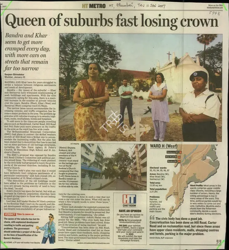 Sanjeev Shivadekar (Reporter), Queen of Suburbs Fast Losing Crown, 2007, Newspaper Clipping