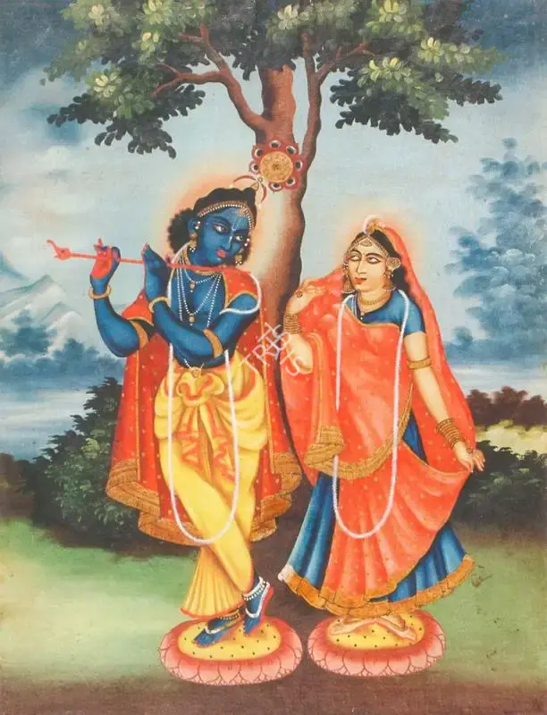 Bengal School (Artist), Radha and Krishna by a Tree, 1920, Painting