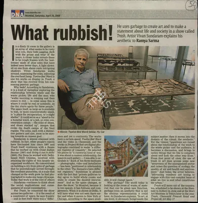 Ramya Sharma (Reporter), What Rubbish!, 2008, Newspaper Clipping