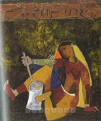 M.F. Husain (Artist), Village Woman, 1954, Painting