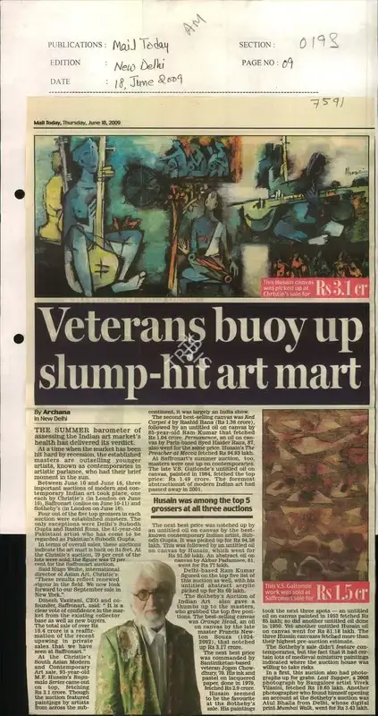 Archana Khare (Reporter), Veterans Buoy up Slump- Hit Art Mart, 2009, Newspaper Clipping