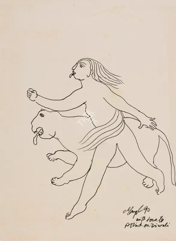 Manjit Bawa (Artist), Untitled (Durga), 1990, Drawing