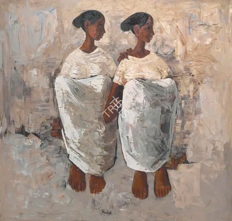 B. Prabha (Artist), Untitled (Two Women), 1964, Painting