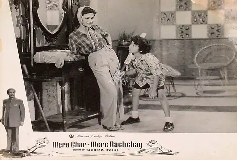 Sohrab Modi (Producer), Mera Ghar Mere Bachchay, 1960, Lobby Card