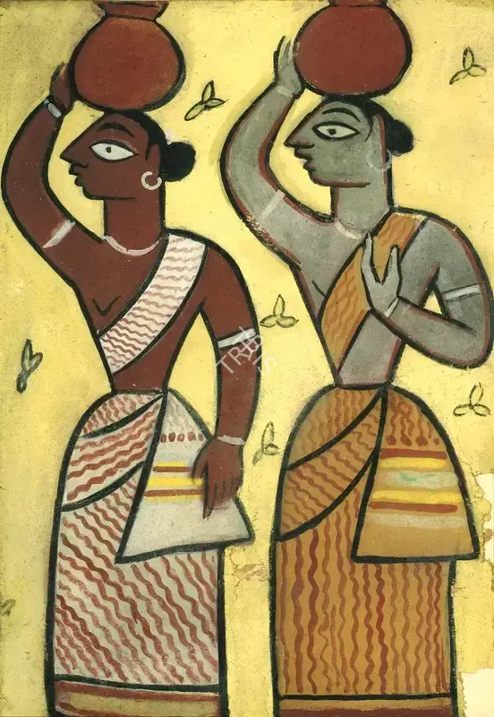 Jamini Roy (Artist), Maidens, 1939, Painting