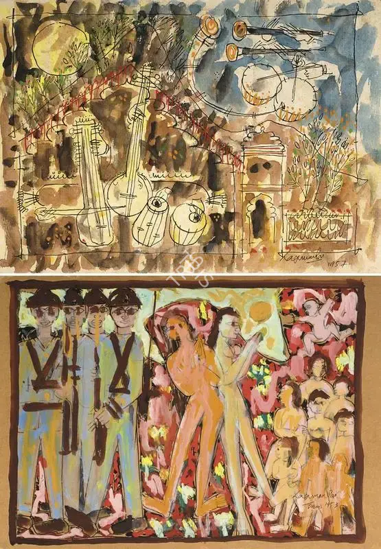 Pai, Laxman (Artist). Untitled, 1957 | Painting, Os.Del/15.07.08, 2008 · Osian's