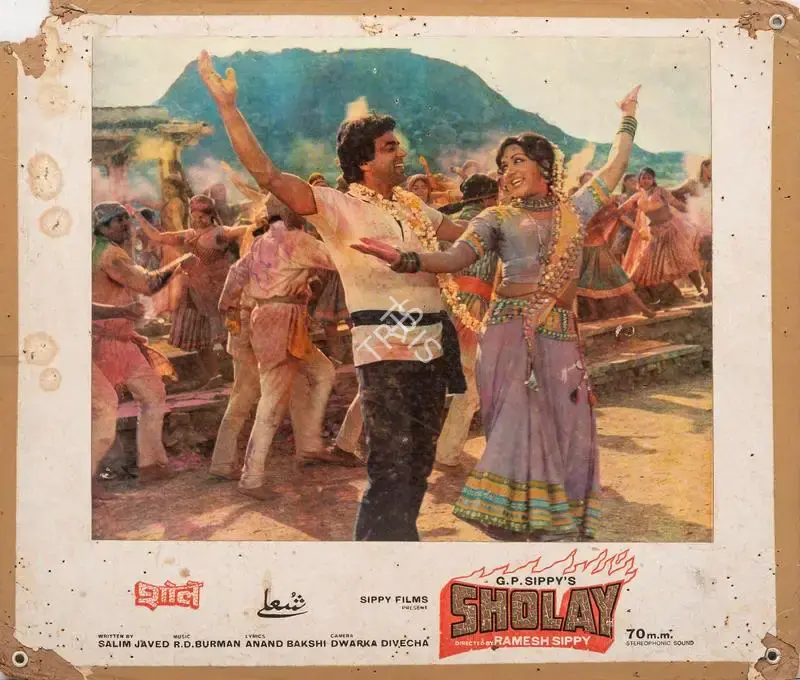 Dwarka Divecha (Cinematographer), Sholay, 1975, Photographic Still Mounted on Lobby Card