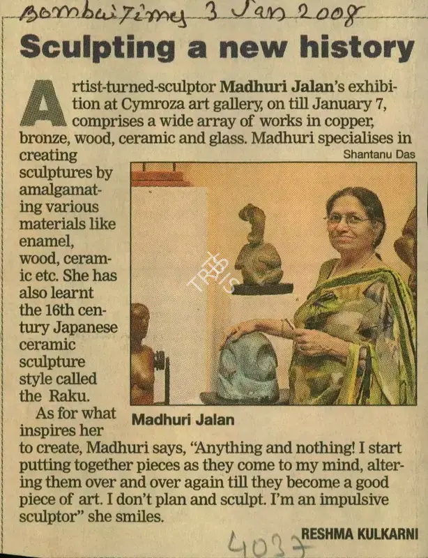 Reshma Kulkarni (Reporter), Sculpting a new History, 2008, Newspaper Clipping
