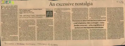 Kishore Singh (Reporter), An Excessive Nostalgia, 2003, Newspaper Clipping