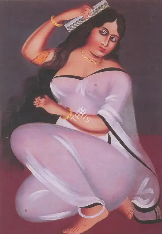 Kalighat School (Artist), A Woman Combing her Hair, 1920, Painting
