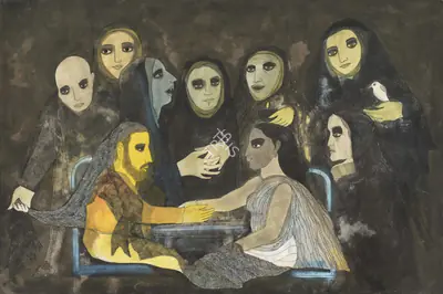 Badri Narayan (Artist), Meeting The Black Goddess Face To Face, 1994, Painting