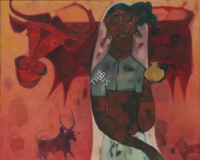 J. Sultan Ali (Artist), Milkmaid, 1971, Painting
