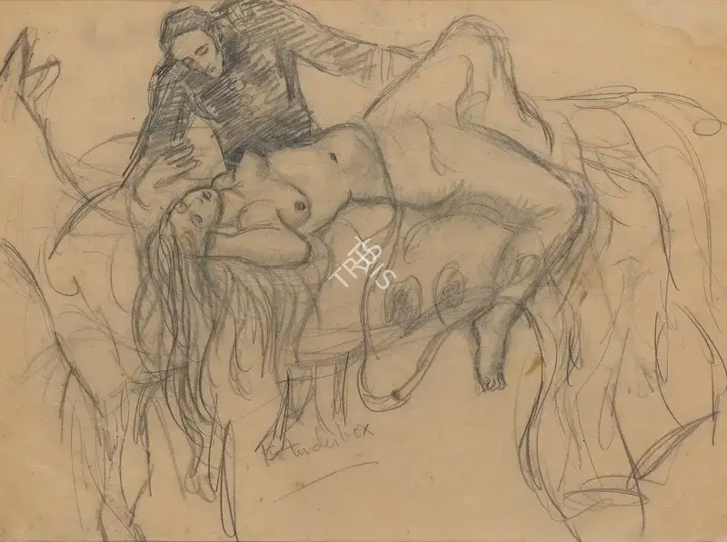 Sher-Gil, Amrita (Artist). Untitled (The Tinder Box), n.d. | Drawing, Sa.Del/08.09.16, 2016 · Saffronart
