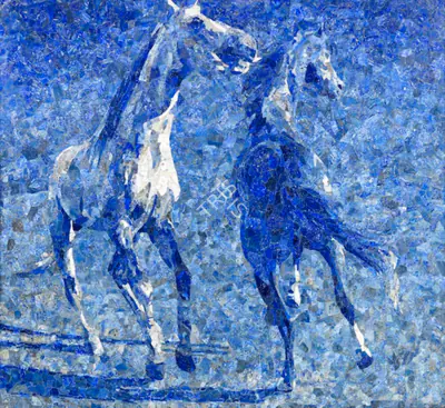 Ismail Gulgee (Artist), Horses, 1989, Painting