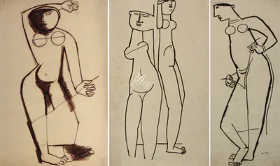 M.F. Husain (Artist), Drawing From The Khajuraho Series, 1954, Drawing