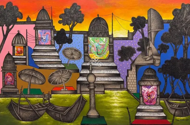 Manu Parekh (Artist), Morning Prayer, 2007, Painting