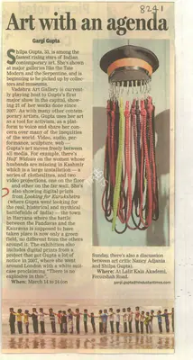 Gargi Gupta (Reporter), Art with an Agenda, 2009, Newspaper Clipping