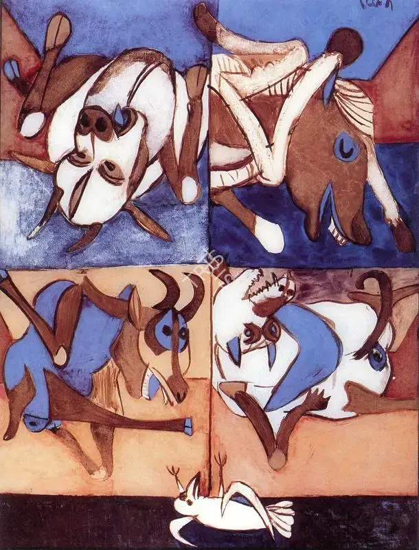 Subramanyan, K.G. (Artist). Visit of a White Crow. Watercolour and Oil on Acrylic Sheet , 1985 | K.G. Subramanyan, 2003 | Painting | FineArts | 00566168