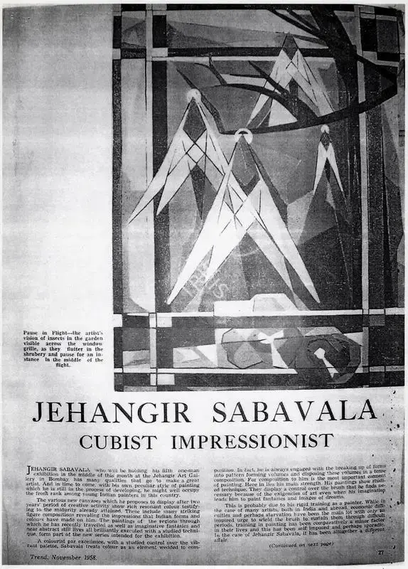 Jehangir Sabavala, 1958, Newspaper Clipping