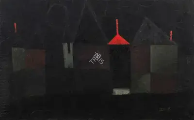 S.H. Raza (Artist), Untitled (Blackscape), 1953, Painting