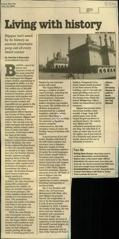 Partha S. Banerjee (Reporter), Living With History, 2003, Newspaper Clipping