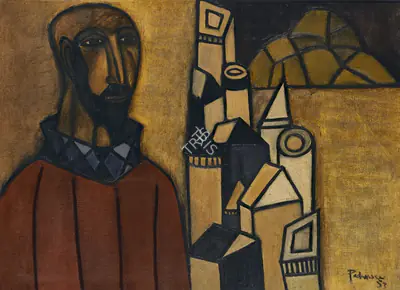 Akbar Padamsee (Artist), Man In City, 1953, Painting