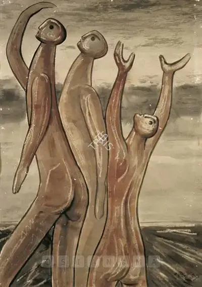 Rathin Maitra (Artist), Alla - Mag De, Pani De, 1949, Painting