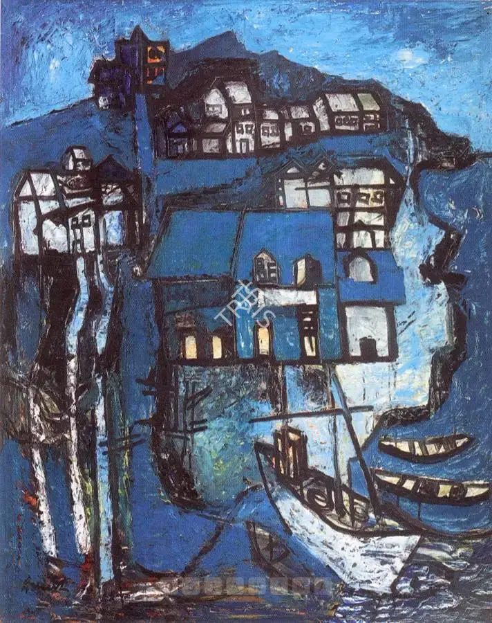 Avinash Chandra (Artist), Untitled (Houses On Hill), 1958, Painting