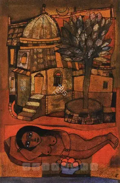 Badri Narayan (Artist), Nude In A Landscape, 1974, Painting
