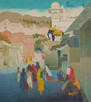 Bendre, N.S. (Artist). Jaisalmer Fort, 1979 | Painting, Pu.Mum/18.11.21, 2021 · Pundole