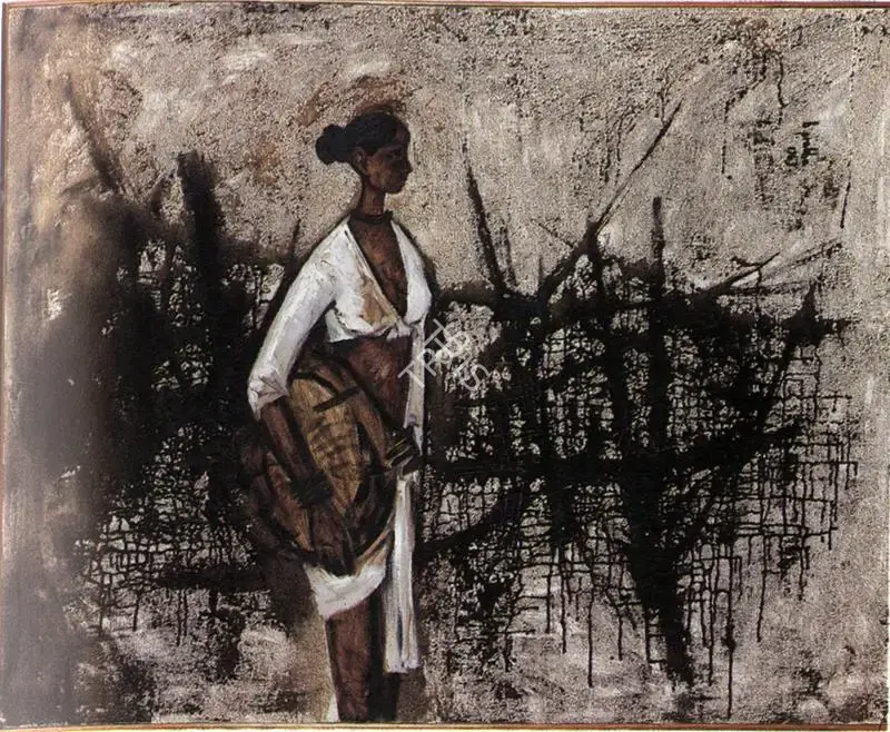 B. Prabha (Artist), Fisher Girl with Net, 1960, Painting