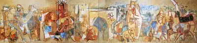 Husain, M. F. (Artist). Bharat Bhagya Vidhata. Oil on canvas, 1964 | Maqbool Fida Husain, 2008 | Painting | FineArts | 00495215