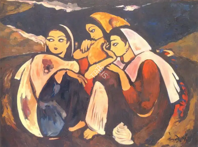 N.S. Bendre (Artist), Kashmiri Women, 1943, Painting