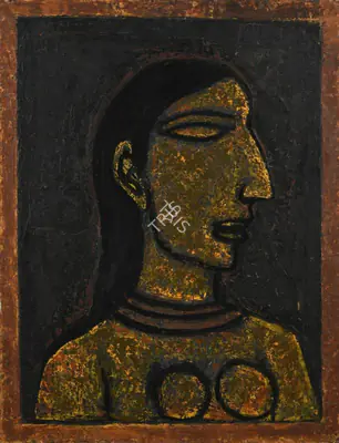 Akbar Padamsee (Artist), Untitled (Head of a Woman), 1952, Painting