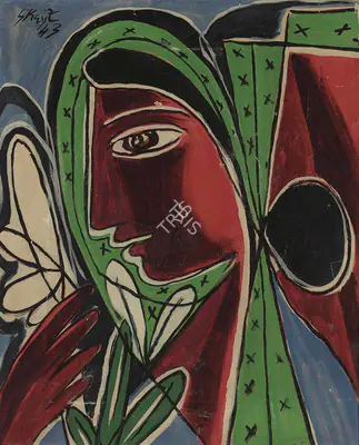 George Keyt (Artist), Untitled (Girl), 1943, Painting