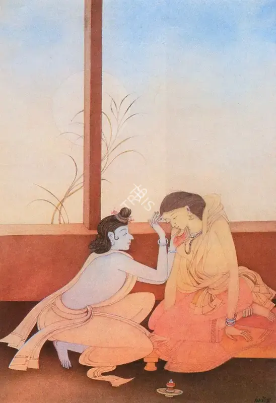 Kshitindranath Majumdar (Artist), Krishna and Radha, Painting