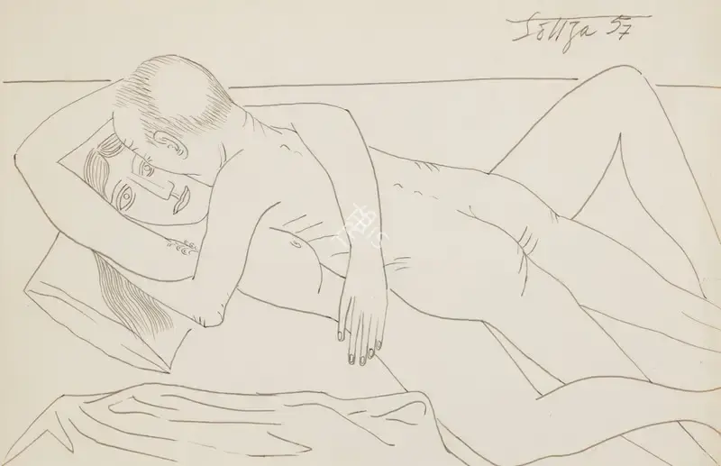 F.N. Souza (Artist), Untitled (Lovers), 1957, Drawing