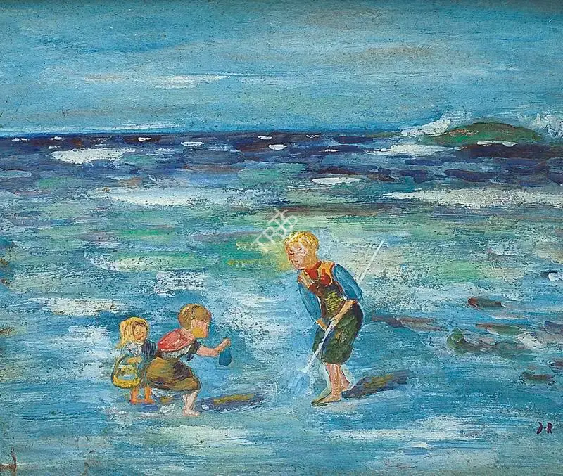 Jamini Roy (Artist), Children Playing In The Sea, 1929, Painting