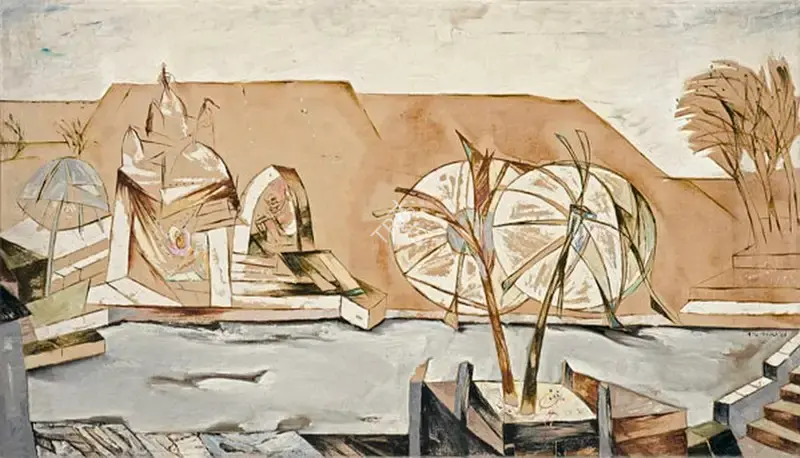 Manu Parekh (Artist), Benaras, 1986, Painting