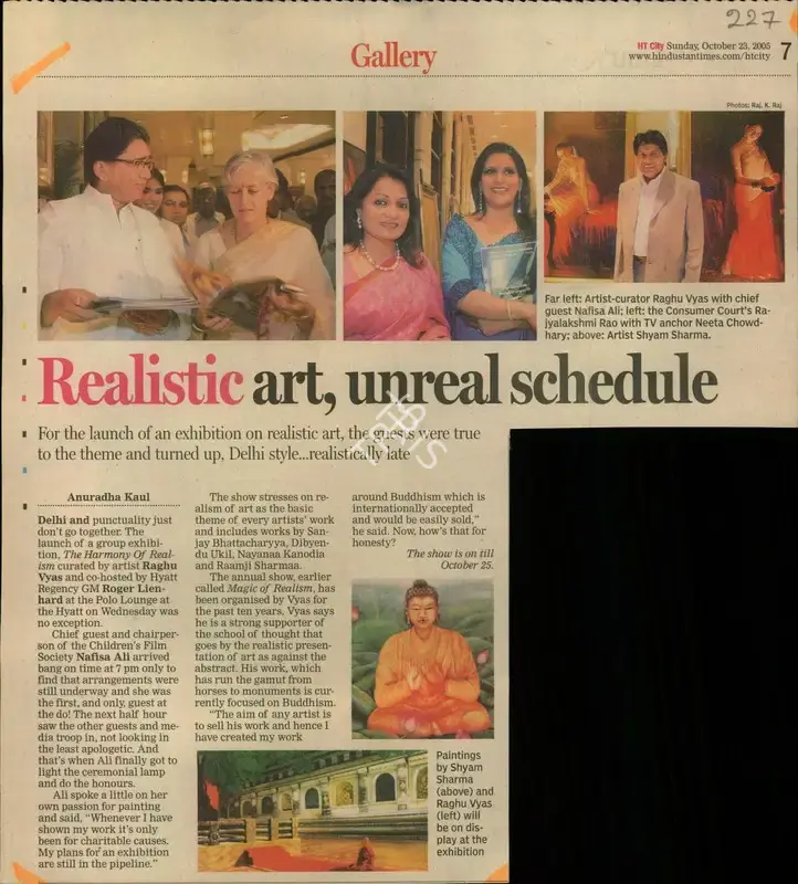 Anuradha Kaul (Reporter), Realistic Art, Unreal Schedule, 2005, Newspaper Clipping