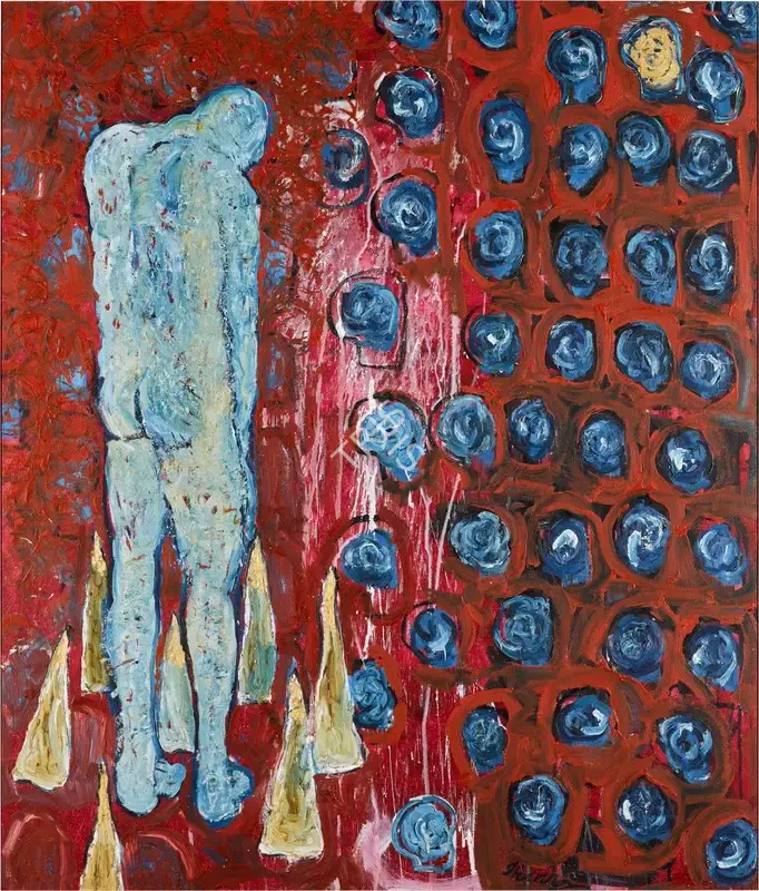 G.R. Iranna (Artist), Untitled (Blue Nude), 1999, Painting