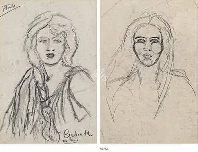 Amrita Sher-Gil (Artist), Gudruda, 1926, Drawing