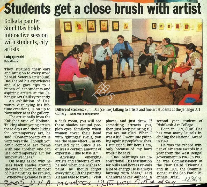 Laiq Qureshi (Writer), Students Get a Close Brush With Artist, 2005, Newspaper clipping